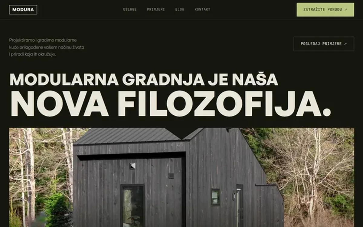 Naslovnica web stranice Modura