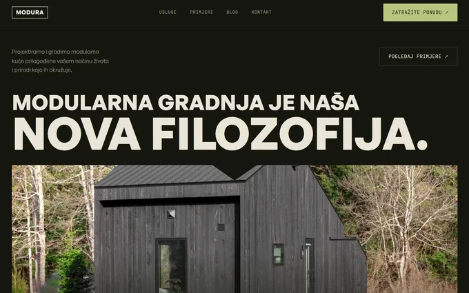 Web stranica Modura, naslovnica
