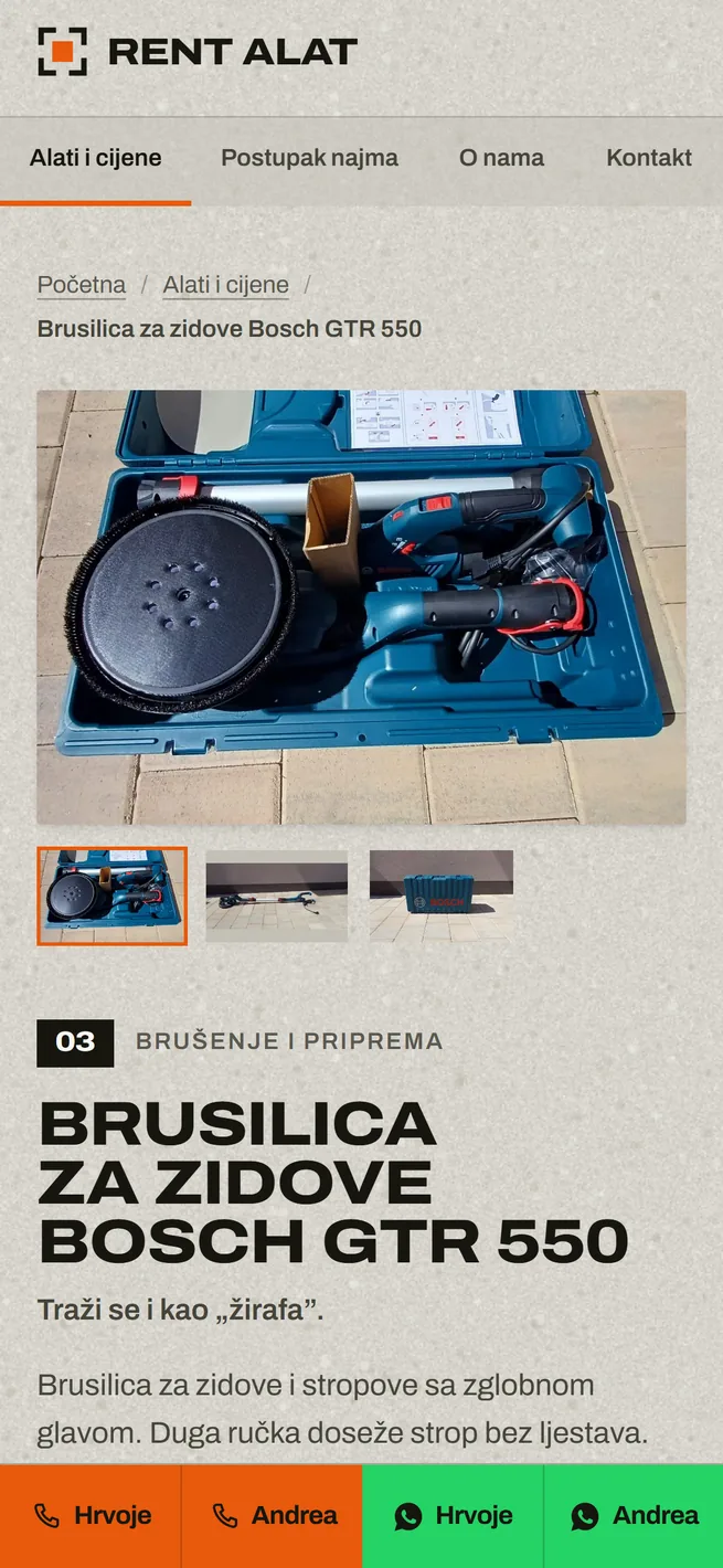 Stranica jednog alata na mobitelu, fotografija i opis